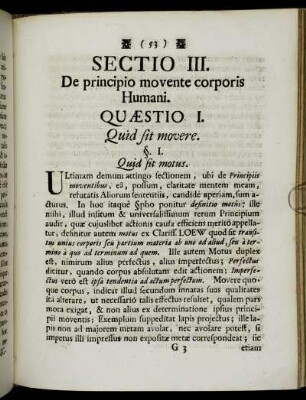 Sectio III. De principio movente corporis Humani.