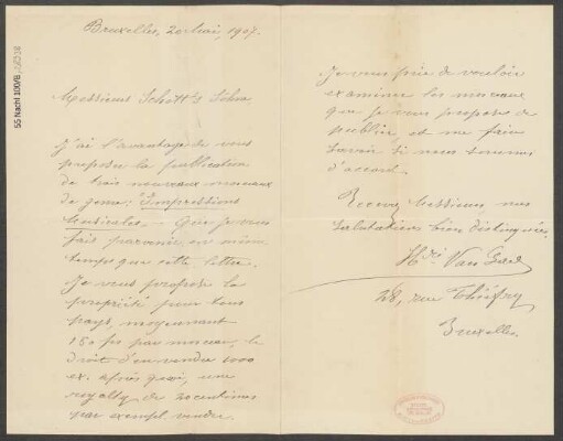 Brief an B. Schott's Söhne : 20.05.1907