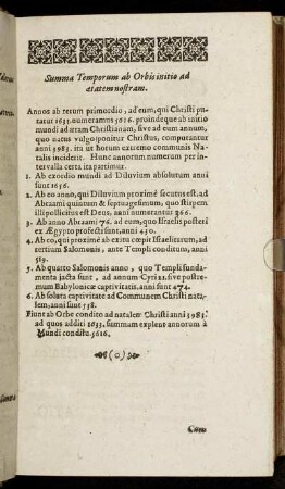 Summa Temporum ab Orbis initio ad ætatem nostram.