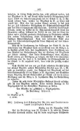 Zahlung des Schulgelds für die aus Landarmenfonds verpflegten Kinder : [IV. Elementarschulwesen]