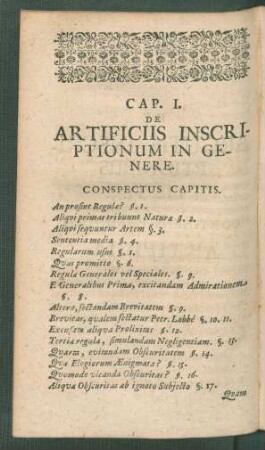Cap. I. De Artificiis Inscriptionum In Genere.