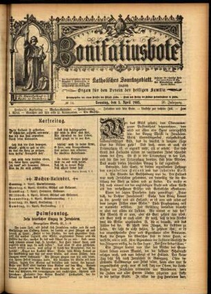 Erste Ausgabe vom Sonntag, den 05. April 1903.