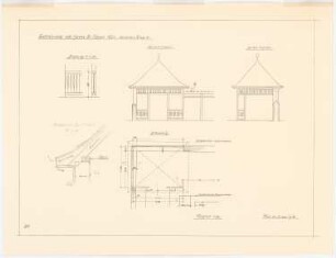 Garten Fischer, Köln: Gartenhaus: Grundriss, Ansichten, Schnitt 1:50