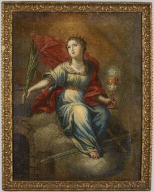 Gemälde, Heilige Barbara mit Palmwedel, Schwert und Kelch