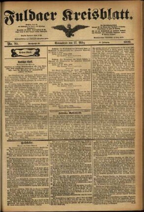 Erste Ausgabe vom Samstag, den 27. März 1909.