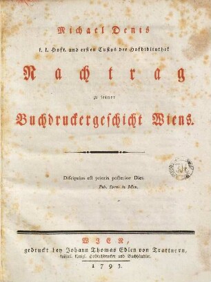 Wiens Buchdruckergeschicht bis MDLX, 2 : Nachtrag