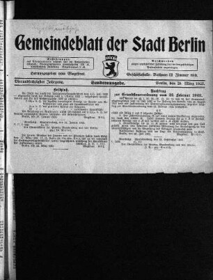 Sonderausgabe, 29. März 1923