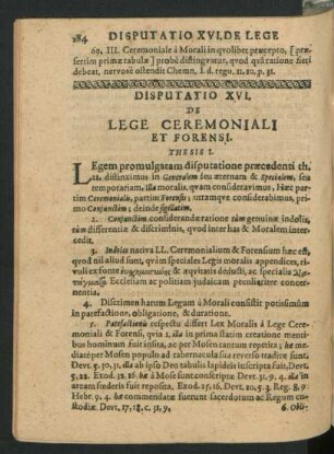 Disputatio XVI. De Lege Ceremoniali Et Forensi.