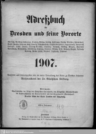 1907: Adreßbuch für Dresden und seine Vororte