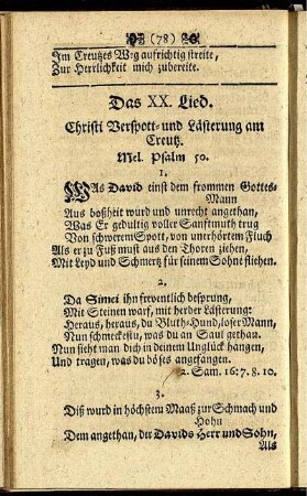 Das XX. Lied. Christi Verspott- und Lästerung am Creutz.