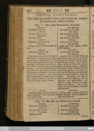 XXXVIII. Praefationes. Wie solche an gewissen hohen Fest-Tagen vor angehender Communion gesungen werden.