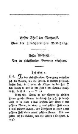 Erster Abschnitt. Von der gleichförmigen Bewegung überhaupt