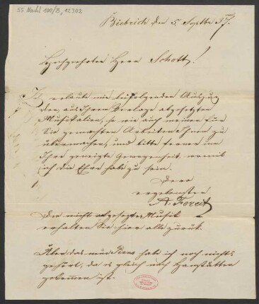 Brief an B. Schott's Söhne : 05.09.1837