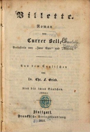 Villette : Roman, 2,9/14