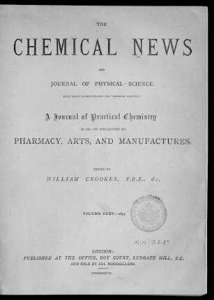 Volume 35, 1877 (January - June): Chemical news and Journal of physical science