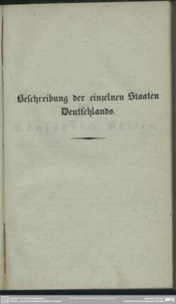 Beschreibung der einzelnen Staaten Deutschlands