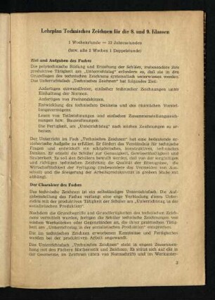 Ziel und Aufgaben des Faches