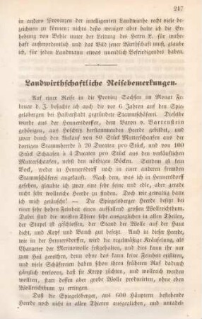 Landwirthschaftliche Reisebemerkungen.