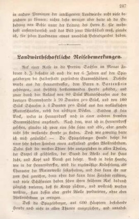 Landwirthschaftliche Reisebemerkungen.