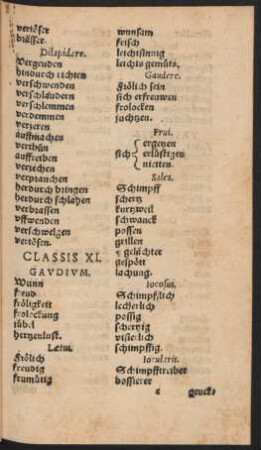 Classis XI. Gaudium.