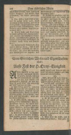 Vom Göttlichen Wesen und Eigenschaften/ oder: Aufs Fest der H. Drey-Einigkeit