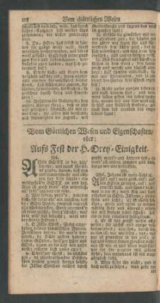 Vom Göttlichen Wesen und Eigenschaften/ oder: Aufs Fest der H. Drey-Einigkeit