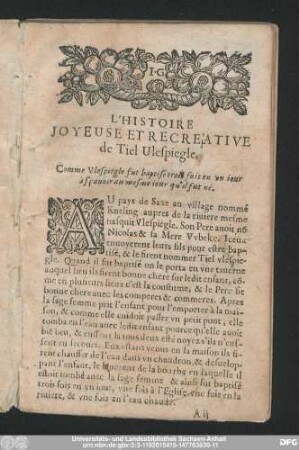 Comme Ulespiegle fut baptisé trois fois en un jour à sçavoir au mes me jour qu'il fut né.