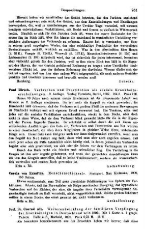 761, Carola von Eynatten. Menschenschicksale. 1909