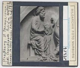 Straßburg, St. Thomas: Innen, Südl. Chorschranke, Relief mit ungläubigem Thomas, Detail