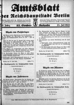 52. Sonderausgabe, 21. Juli 1941
