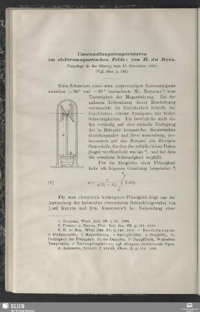 Umwandlungstemperaturen im elektromagnetischen Felde