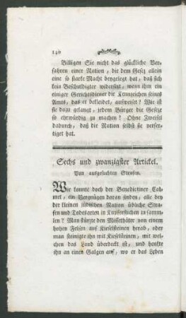 Sechs und zwanzigster Artickel. Von ausgesuchten Strafen