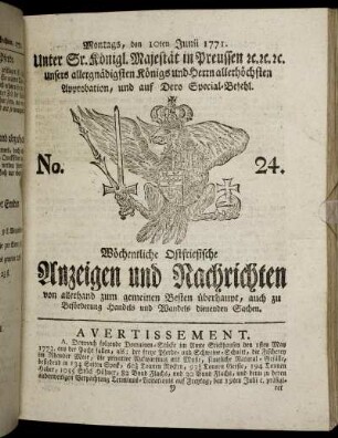 No. 24. Montags, den 10ten Junii 1771.