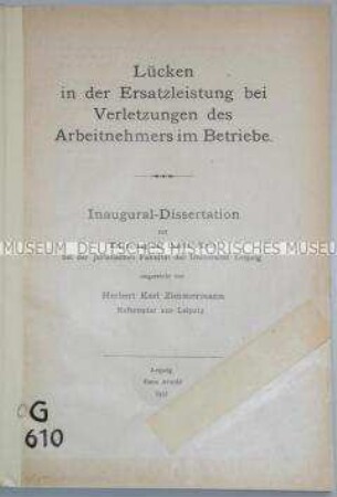 Arbeitsrechtliche Dissertation über Regelungslücken für Ersatzleistungen nach Arbeitsunfällen