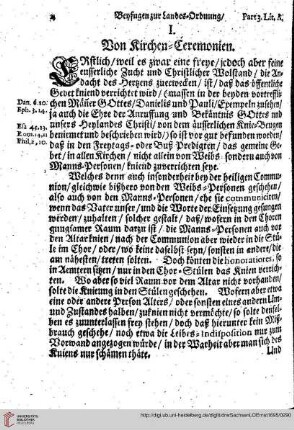 Part3, Lit. A. TIT I. Von Kirchen-Ceremonien