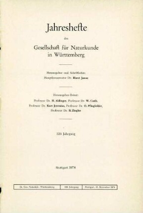 Bd. 129,  Jahreshefte der Gesellschaft für Naturkunde in Württemberg