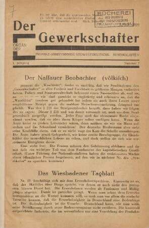 1. Jahrgang, Nummer 7, April 1929
