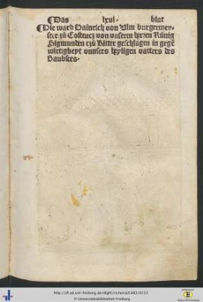 Hie ward Hainrich...von unserem herren Künig Sigmunden czuo Ritter geschlagen...
