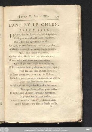 L'Ane Et Le Chien. Fable XIII.