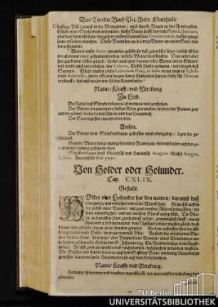 Cap. CXLIX. Von Holder oder Holunder.