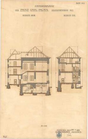 Landbauamt München; München; Prinz-Carl-Palais, Umbauten - Schnitte