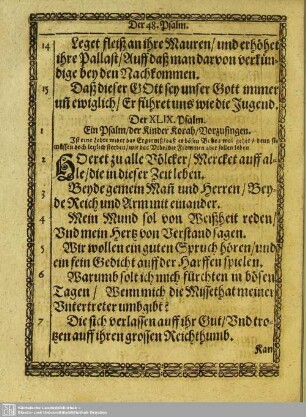 Der XLIX. Psalm