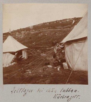 Zeltlager bei chan lubban [khan al Lubban]. Küchenzelt.