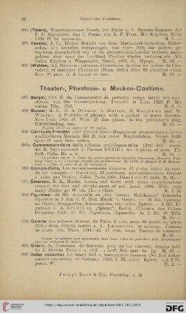 Theater-, Phantasie- u. Masken-Costüme (Nr.687-711)