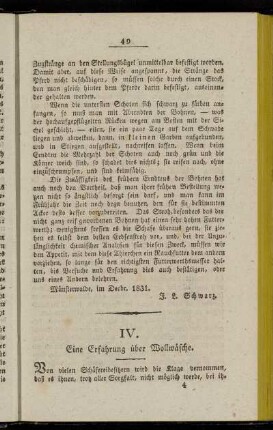 IV. Eine Erfahrung über Wollwäsche