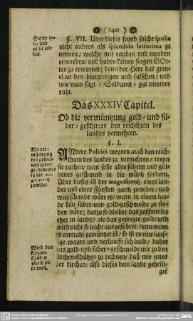 Das XXXIV. Capitel. Ob die vermüntzung gold- und silber-geschirres den reichthum des landes vermehren