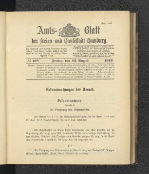 No.198, Freitag, den 22. August 1919