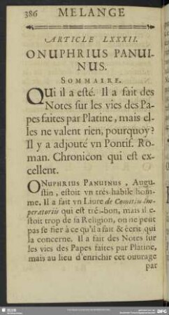 Article LXXXII. Onuphrius Panuinus