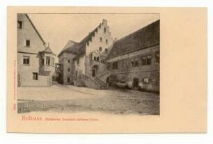 "Früheres Deutsch-Ordens-Haus" - kleiner Deutschhof mit Freitreppe, Staffelgiebelhaus und Komturwappen-Erker