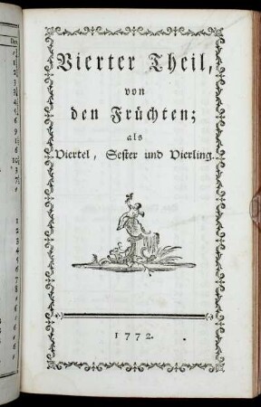 Vierter Theil, von den Früchten; als Viertel, Sester und Vierling.